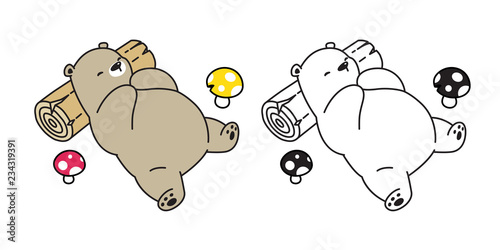 Bear vector Polar Bear mushroom sleeping character cartoon illustration icon logo doodle