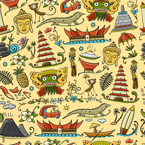 Travel to Indonesia. Seamless pattern for your design