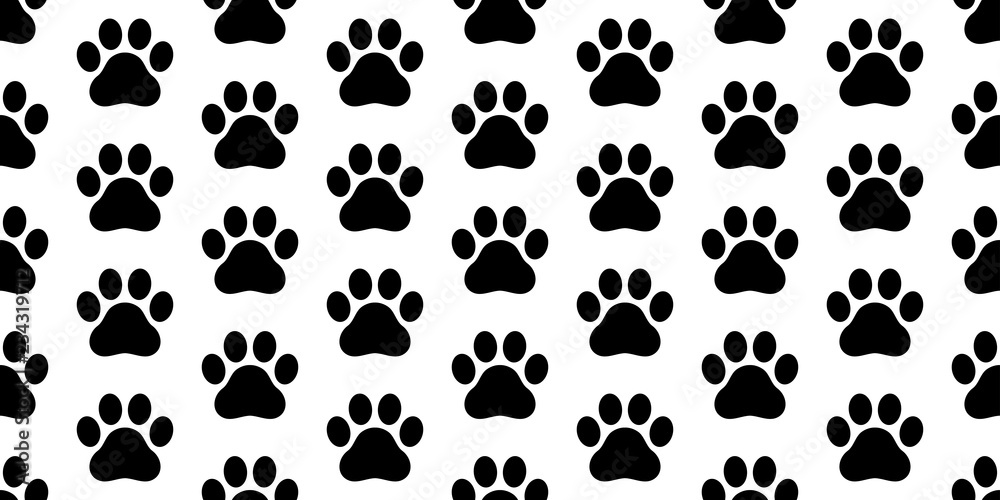 Fototapeta premium dog paw seamless pattern footprint vector french bulldog tile background repeat wallpaper scarf isolated white
