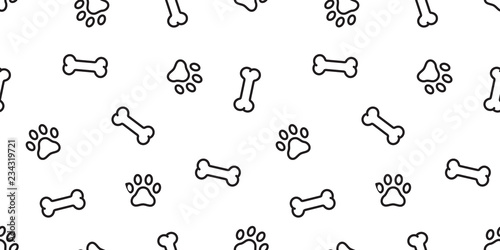 Dog Paw seamless pattern vector bone french bulldog footprint cartoon tile background repeat wallpaper scarf isolated illustration gift wrap