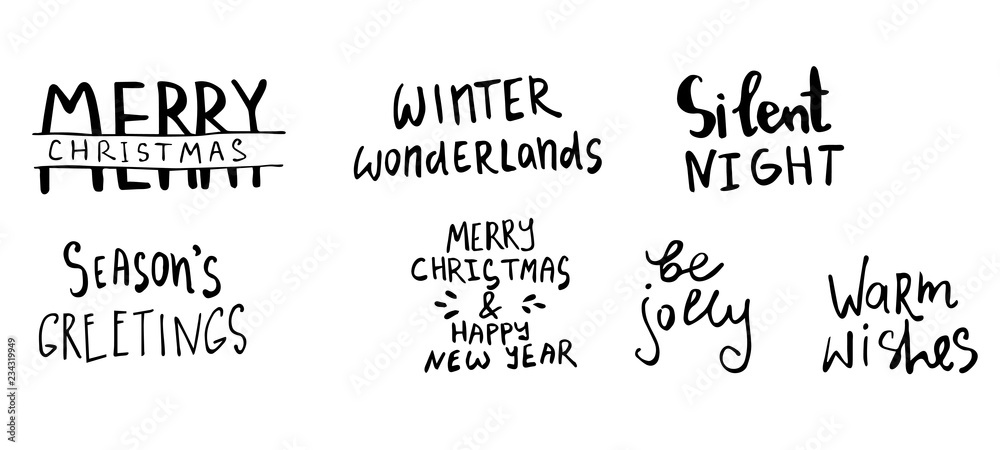 Set of Christmas lettering handwritten Set of Christmas lettering handwritten