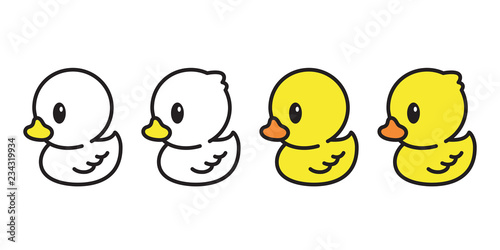 duck vector icon logo rubber duck cartoon character illustration bird farm animal symbol doodle