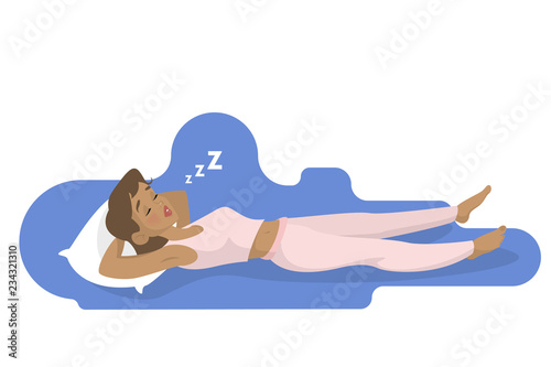 Woman sleep at night in the bed.