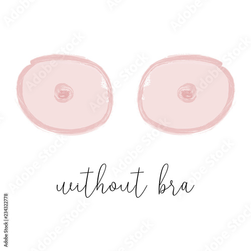 Without bra vector illustration. No bra Day. funky T shirt print