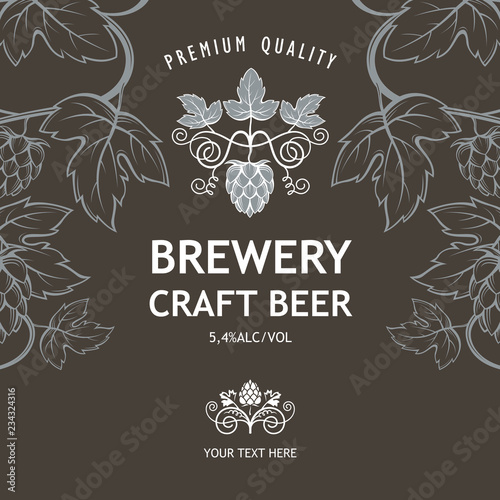 illustration of label for craft beer in retro style