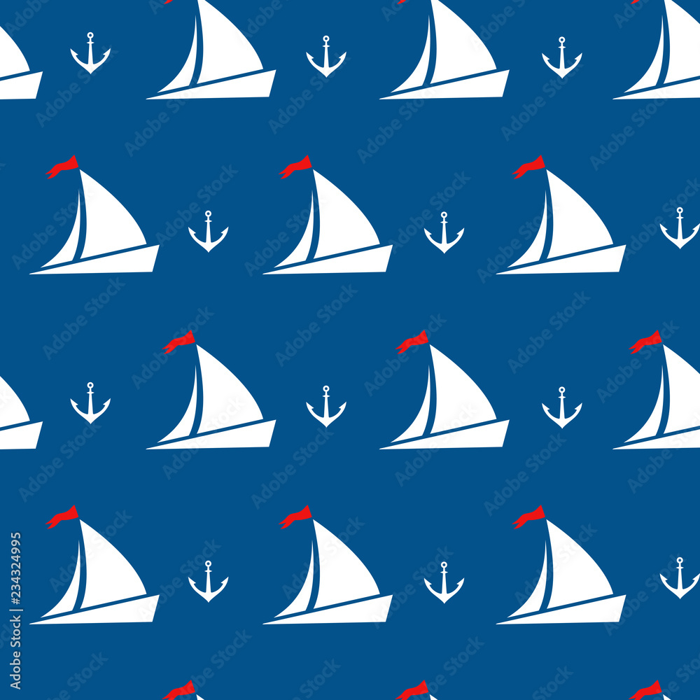 Nautical, anchor, blue, pattern, summer, HD phone wallpaper