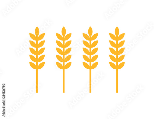 Ear of Wheat Icons Closeup Set Vector Illustration