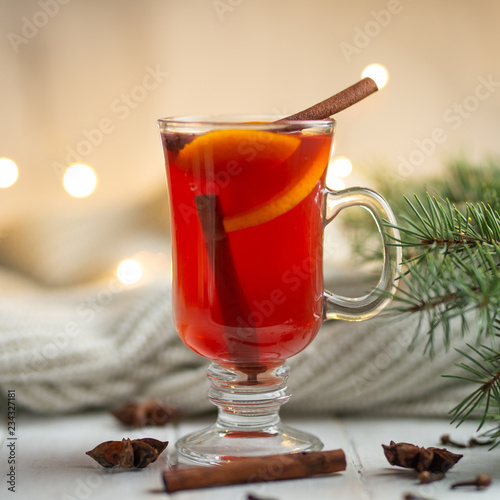 Christmas mulled wine on a light background
