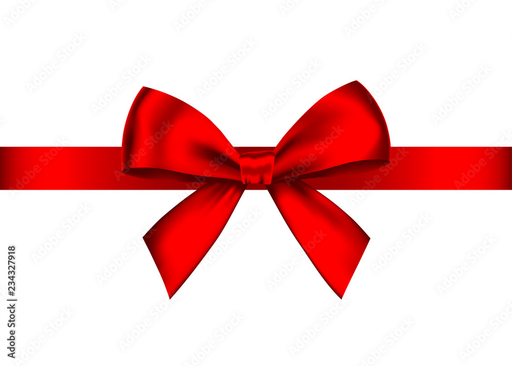 Red realistic gift bow with horizontal ribbon. Red realistic gift bow with horizontal ribbon.