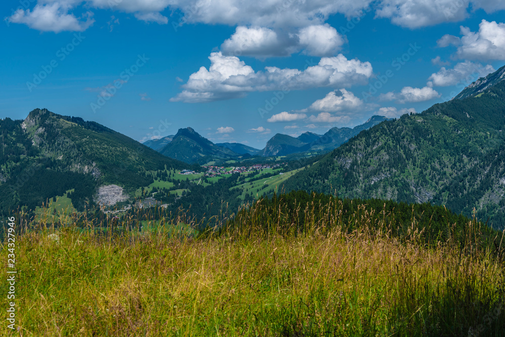 Blick vom Imberger Horn nach Oberjoch, Hindelang, Bayern, Deutschland