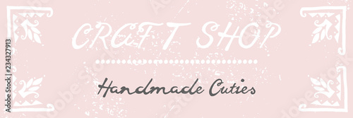 Artistic hand drawn label archival texture pastel background and brush painted text . Art shops, craft products, packaging, wrapping, stickers, logotype, header, advertising, invitation, blog design