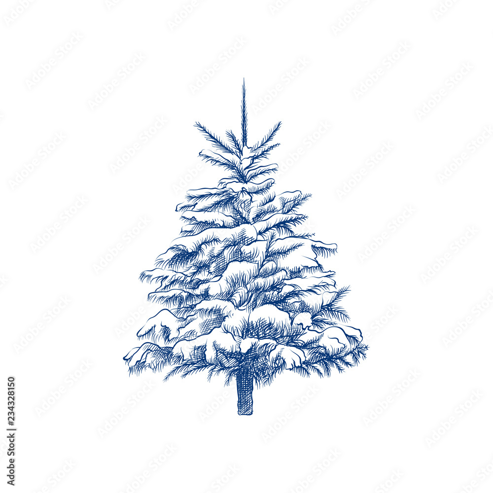 Realistic Christmas New Year Winter Tree with Decorations Presents and Snow  Sketch Template Set Holiday Cartoon Vector Illustrat Stock Vector   Illustration of december event 198945454