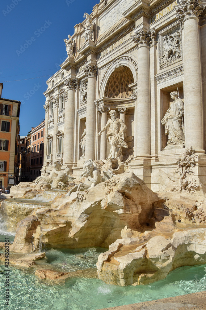 The Trevi Fountain is the largest and one of the most famous fountains in Rome, Italy.