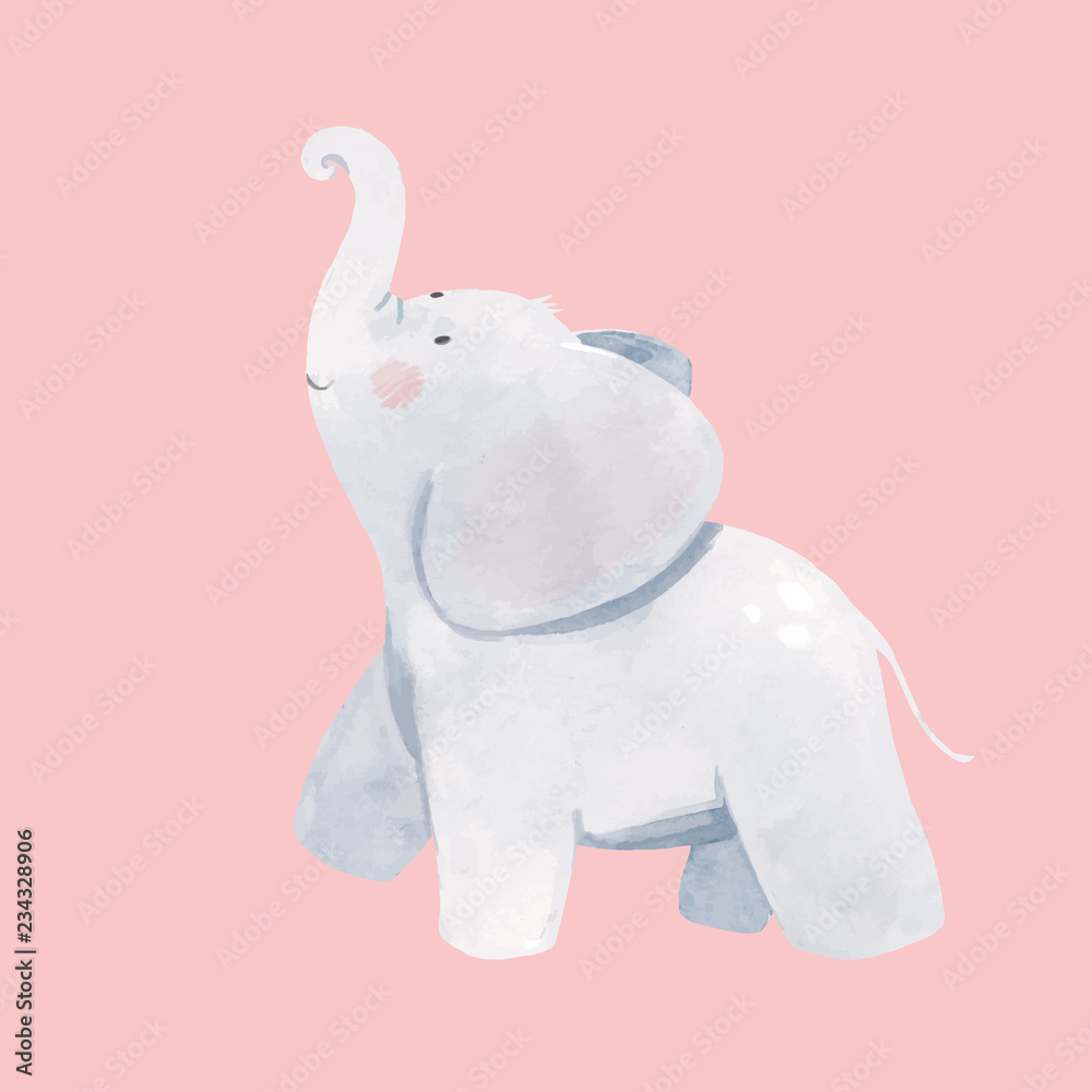 Obraz premium Ilustracja słoniątka akwarela