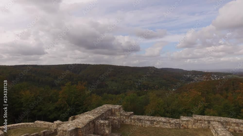 Motion timelapse, Falkenburg, Teutoburger Wald (Teutoburg forest). Motion timelapse, Falkenburg, Teutoburger Wald (Teutoburg forest).