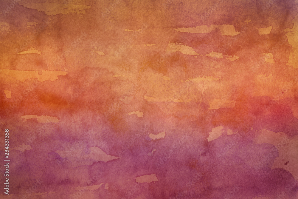 Autumn ink and watercolor textures on white paper background. Paint leaks and ombre effects. Hand painted abstract image.