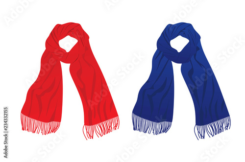 Red and blue  scarf. vector illustration