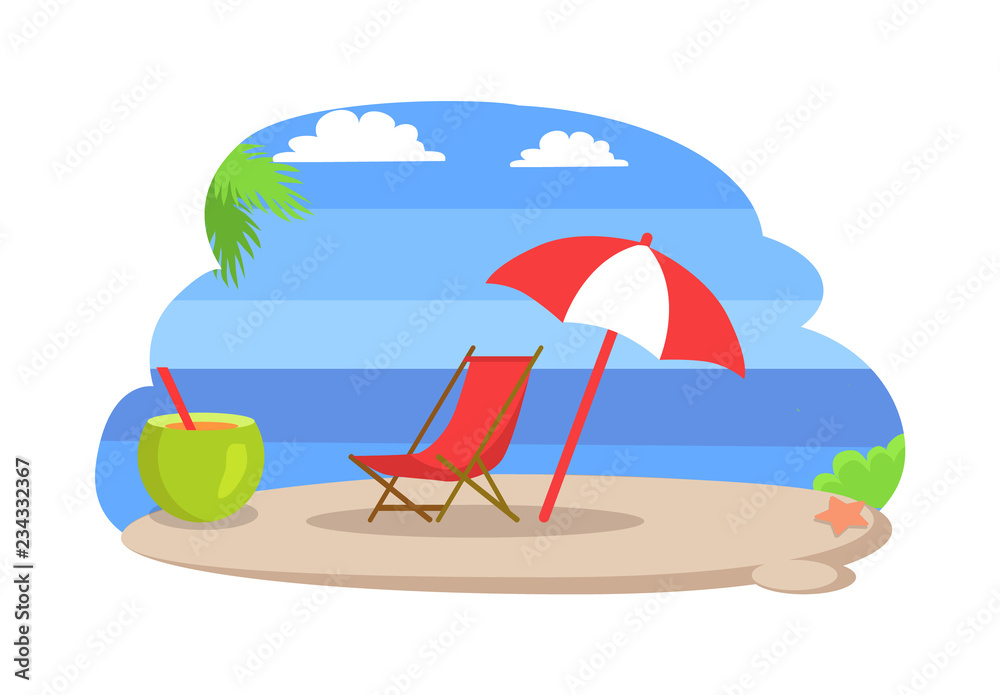 Seaside Sunny Beach Island Vector Illustration