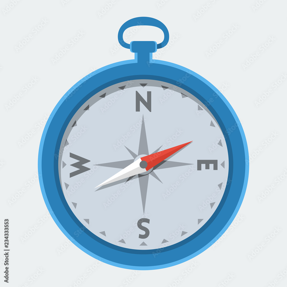 Vector isolated compass in 'flat' style Vector isolated compass in 'flat' style
