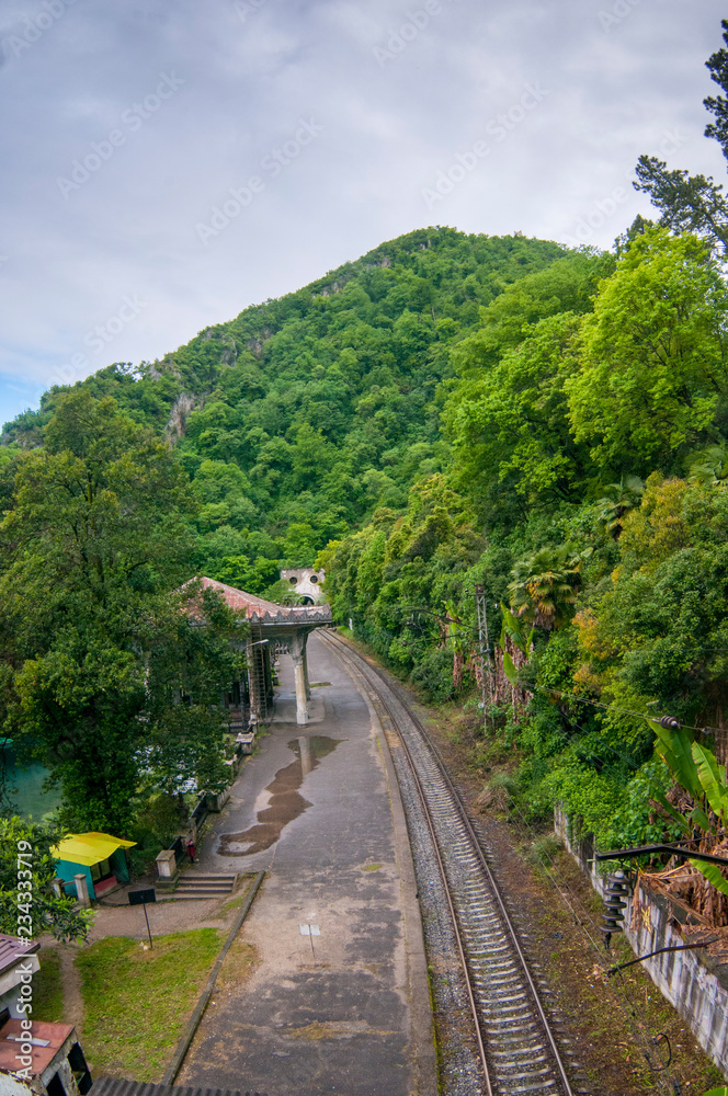 Railway top view. The part of rail track for trains. Railway top view. The part of rail track for trains.