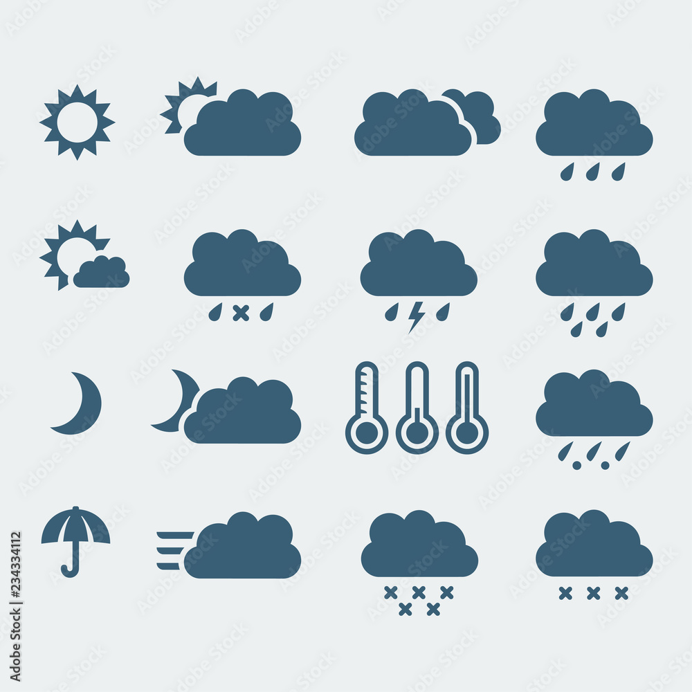 Vector isolated weather icons set Vector isolated weather icons set