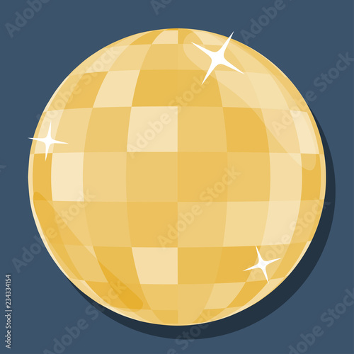 Vector golden disco ball  in  flat  style