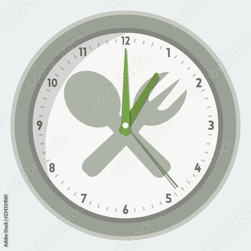 Vector isolated clock - lunch time concept
