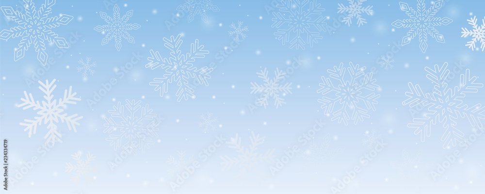 bright snowy winter background with snowflakes vector illustration EPS10