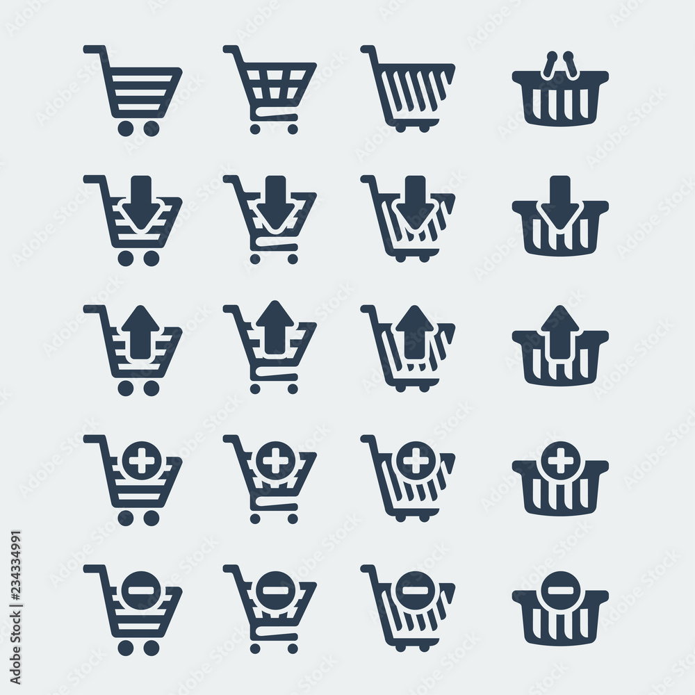 Vector shopping carts icons set Vector shopping carts icons set