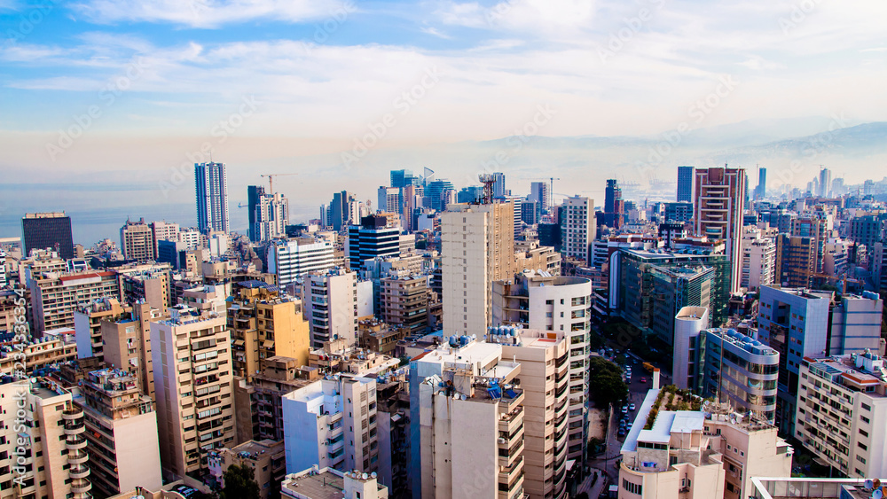 Obraz premium widok z lotu ptaka na Bejrut, Liban