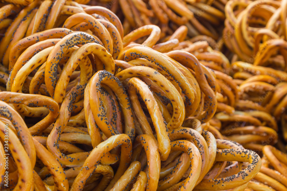 Wheat gingerbread sprinkled with poppy seeds. Close-up