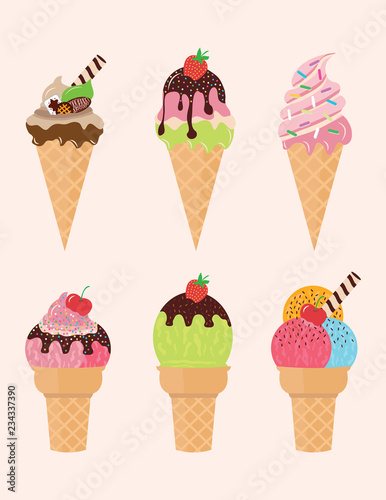 Ice Cream Dessert Collection. Ice Cream Illustration in Vector. Ice Cream and Sweets Design