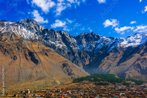 Mountains over Stepantsminda in the Khevi province, Georgia