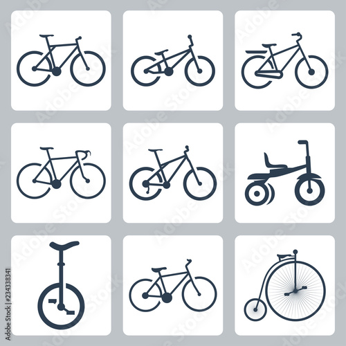 Vector isolated bicycles icons set