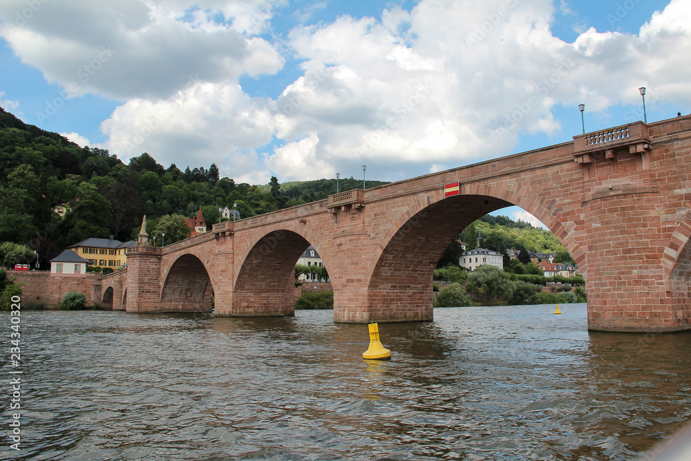 Neckar. Bridge over Neckar in Heidelberg, Germany