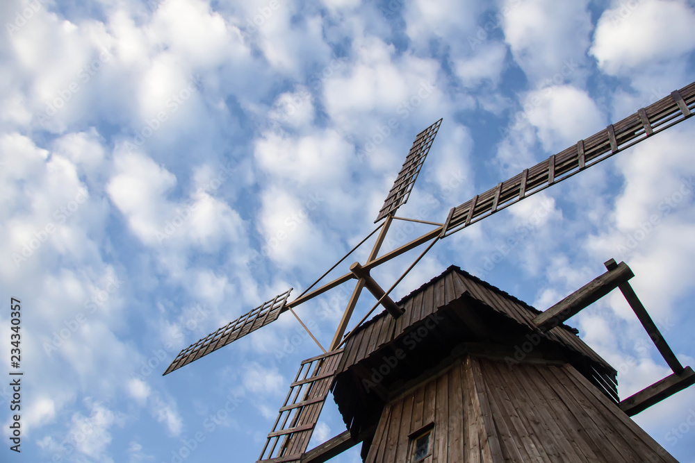 windmill on blue sky