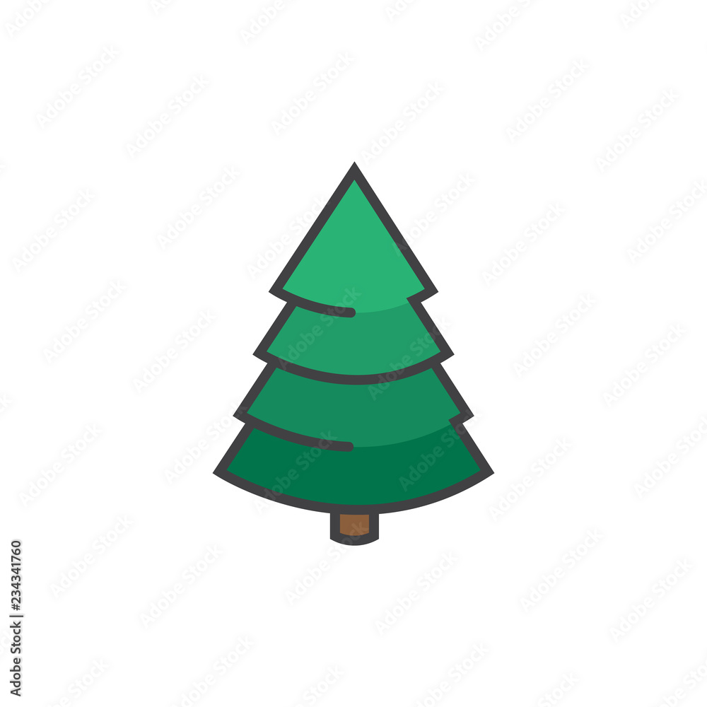 Obraz premium Christmas tree icon in flat style isolated on white background.