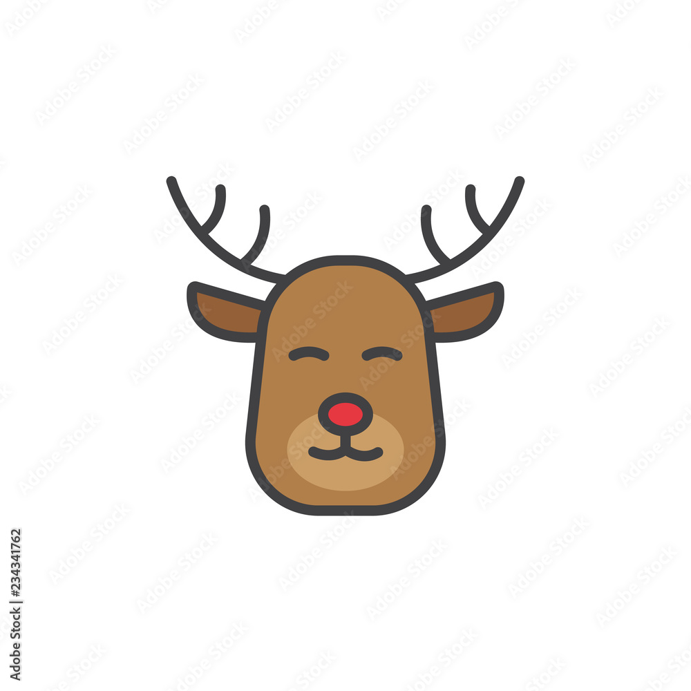 Christmas deer icon in flat style isolated on white background. Christmas deer icon in flat style isolated on white background.