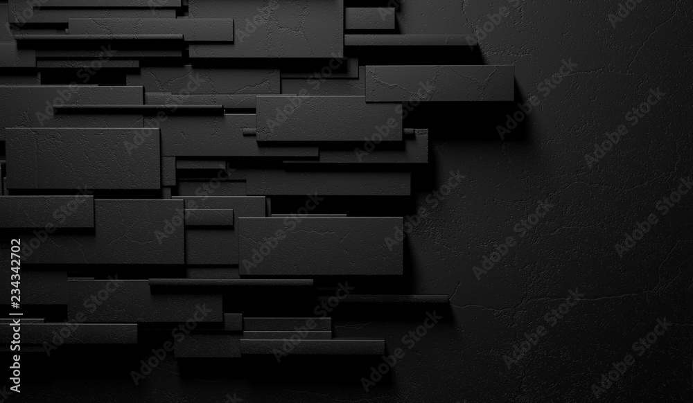 Fondo negro y oscuro abstracto de la pared o de los ladrillos de mármol. 3d ilustración de la pared moderna y elegante. Arquitectura interior sofisticada. Fondo negro y oscuro abstracto de la pared o de los ladrillos de mármol. 3d ilustración de la pared moderna y elegante. Arquitectura interior sofisticada.