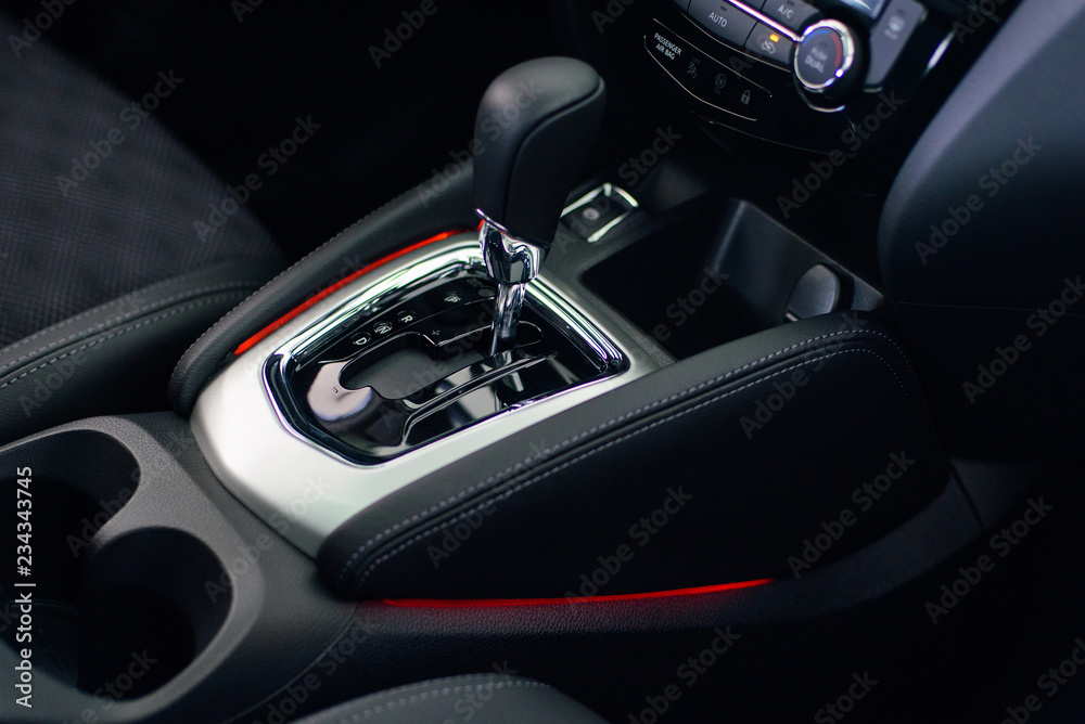 Automatic gear inside modern vehicle car automobile	