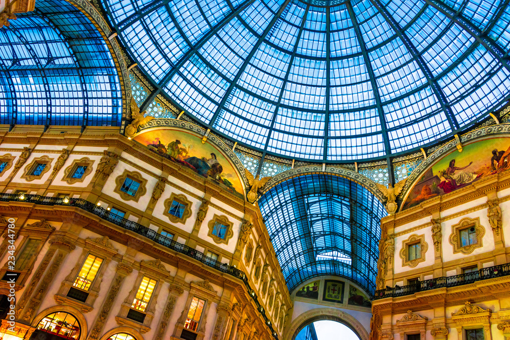 Galleria Vittorio Emanuele II in the center of Milan, Italy