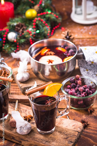 Festive warming mulled wine, Christmas food
