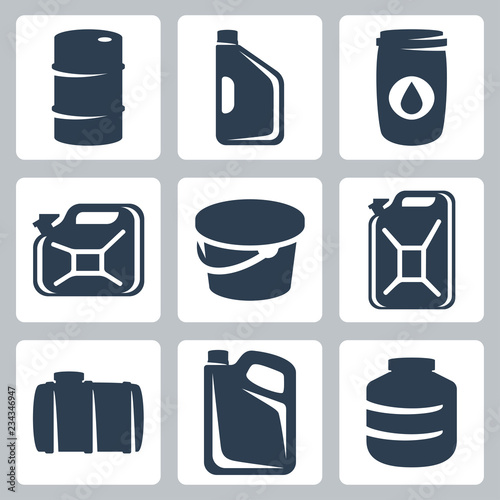 Vector cans and barrels icons set