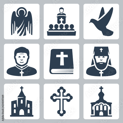 Vector Christian religion icons set