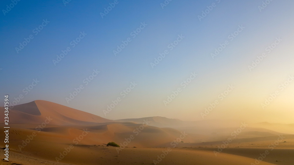 Golden Hour morning mist in the Empty Quarter
