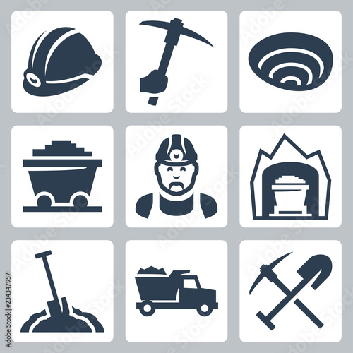 Vector isolated mining icons set