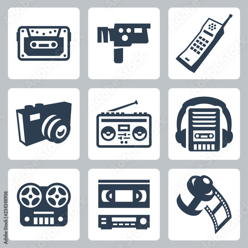 Vector retro technology icons set #2