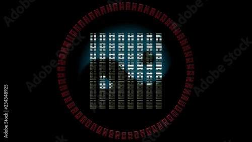 I ching Chinese Book of Changes hexagrams with Yin Yang symbol. Seamless loop. Black and white mask