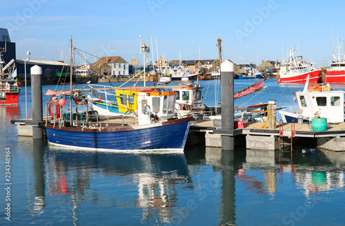 Boats in the port. Harbour, marina. Coast of Ireland.