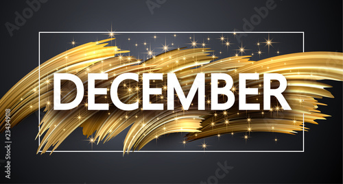 December shiny card with gold brush stroke design. photo